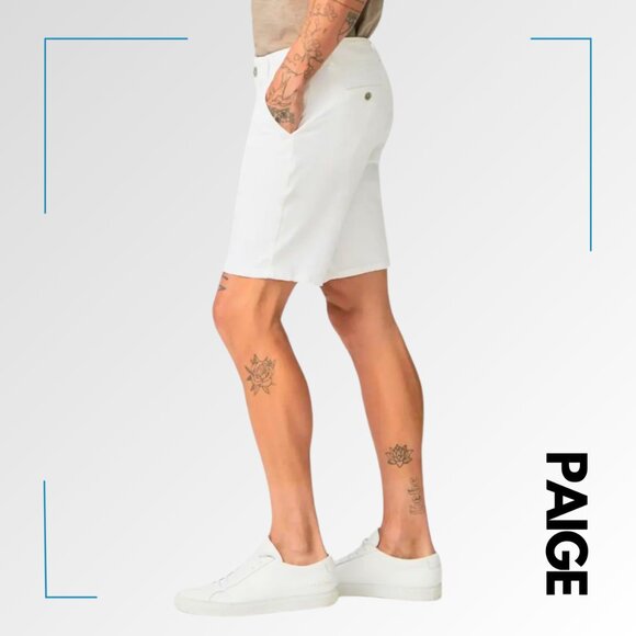 PAIGE Men's Thompson Cotton Flat-Front Shorts - 33 - Picture 2 of 13
